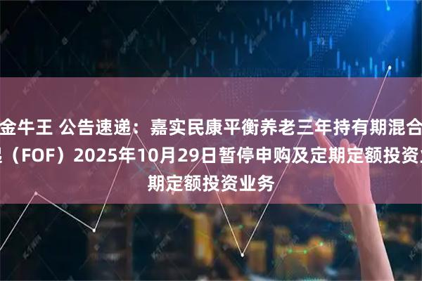 金牛王 公告速递：嘉实民康平衡养老三年持有期混合发起（FOF）2025年10月29日暂停申购及定期定额投资业务